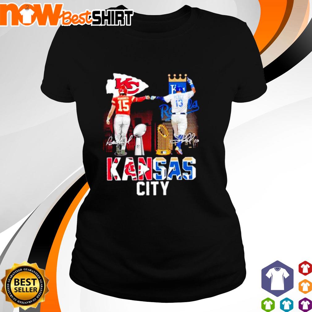 Patrick Mahomes KC Chiefs and Salvador Pérez KC Royals signature shirt -  Kingteeshop