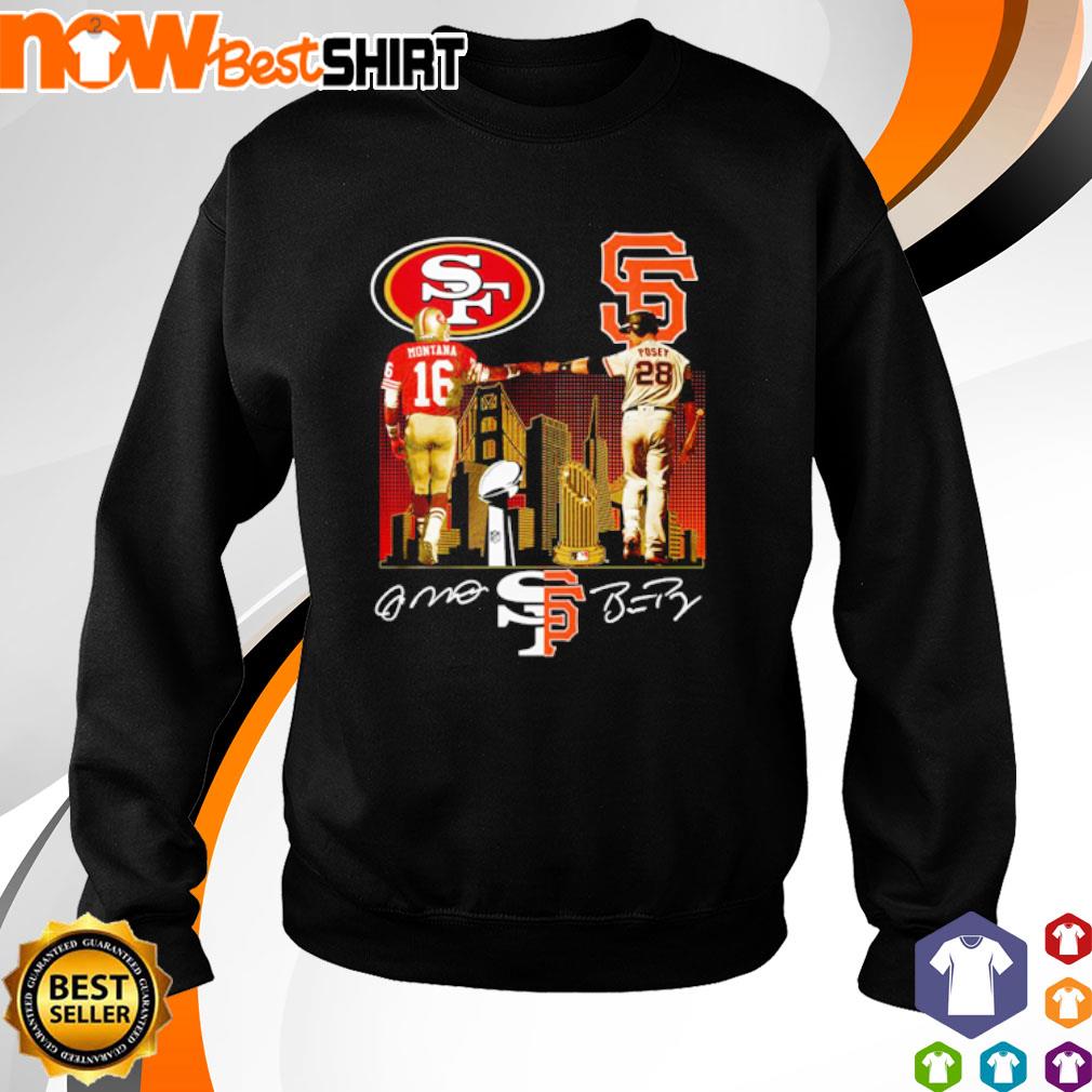 San Francisco 49ers Joe Montana San Francisco Giants Buster Posey  signatures shirt, hoodie, sweater, long sleeve and tank top