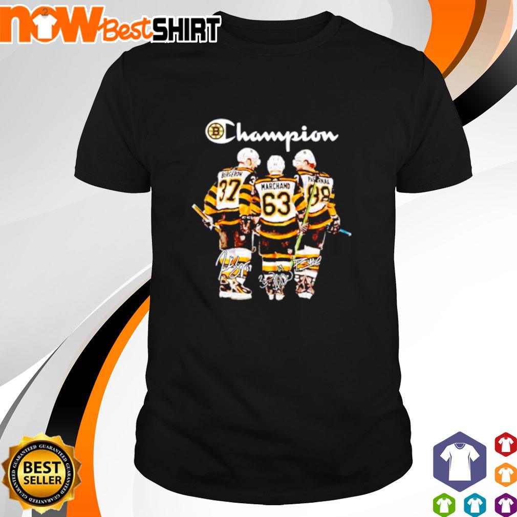 Official boston Bruins Patrice Bergeron David Pastrňák and Brad Marchand  signatures shirt, hoodie, sweater, long sleeve and tank top