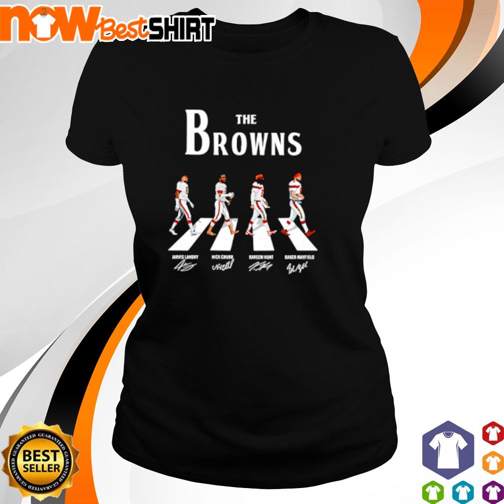 The Browns Jarvis Landry Nick Chubb Kareem Hunt Baker Mayfield abbey road  signatures shirt, hoodie, sweater, long sleeve and tank top