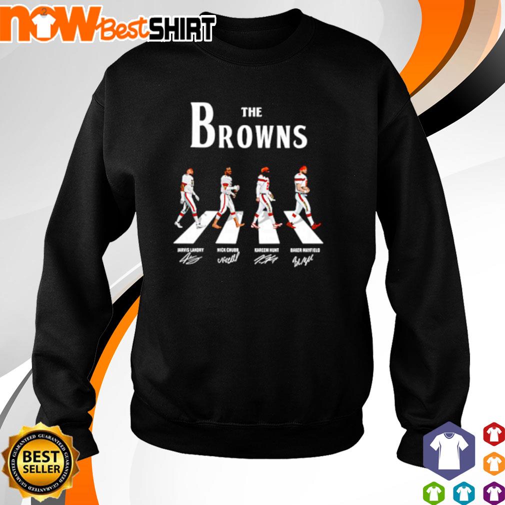 The Browns Jarvis Landry Nick Chubb Kareem Hunt Baker Mayfield abbey road  signatures shirt, hoodie, sweater, long sleeve and tank top