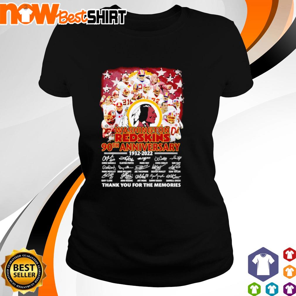 Funny Washington Redskins 90th anniversary 1932 2022 thank you for the  memories signature shirt, hoodie, sweater, long sleeve and tank top