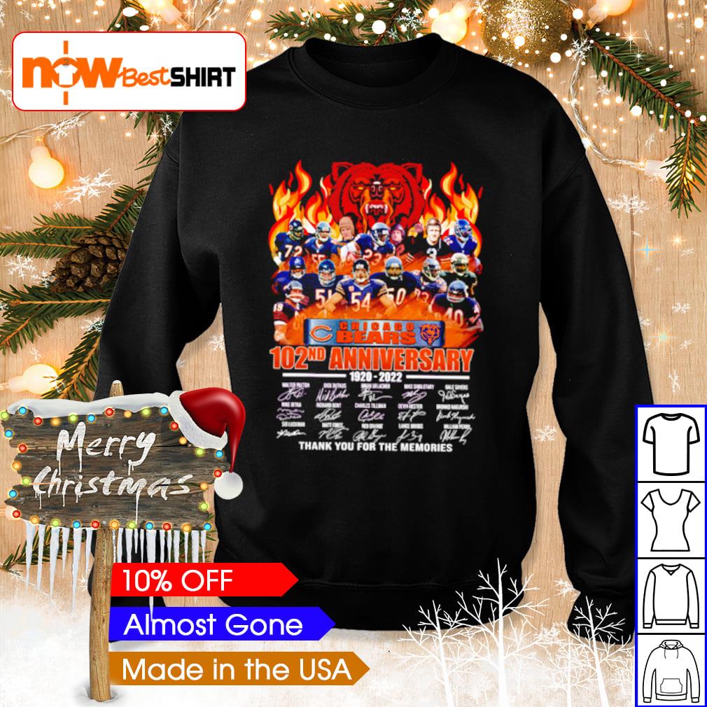Christmas Day 2022 Chicago Nfl Chicago Bears 102Nd Anniversary 1920 - 2022 Thank You For The Memories  Shirt, Hoodie, Sweatshirt And Tank Top