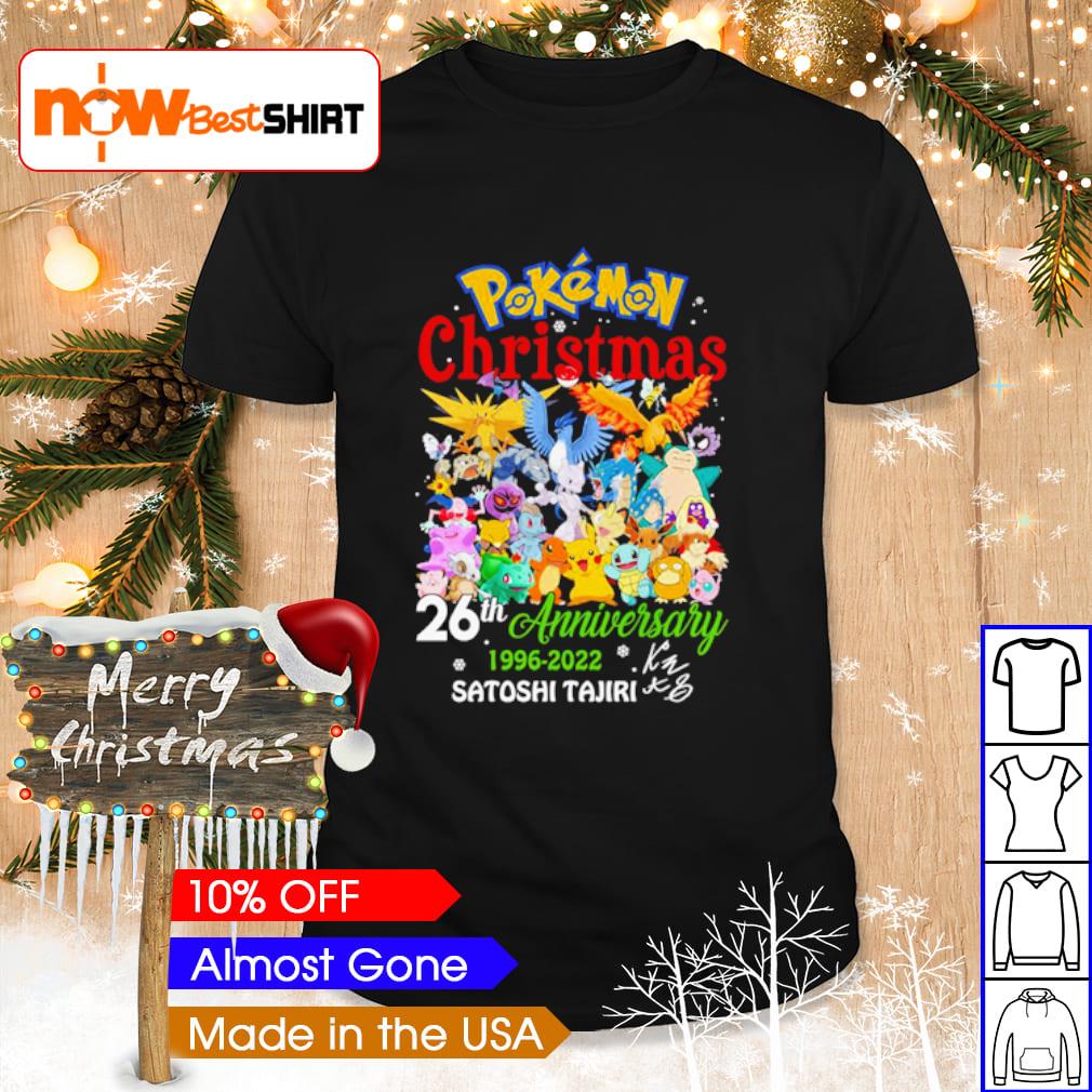 Pokemon Christmas 2022 Pokemon Christmas 26Th Anniversary 1996 2022 Satoshi Tajiri Signature  Shirt, Hoodie, Sweatshirt And Tank Top