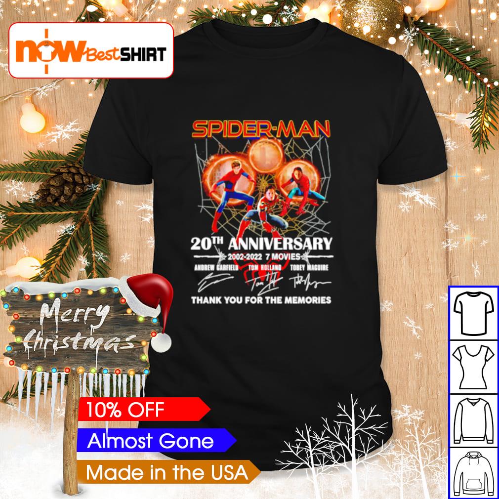 Spider-Man 20Th Anniversary 2002 - 2022 7 Movies Thank You For The Memories Shirt, Hoodie, Sweatshirt And Tank Top