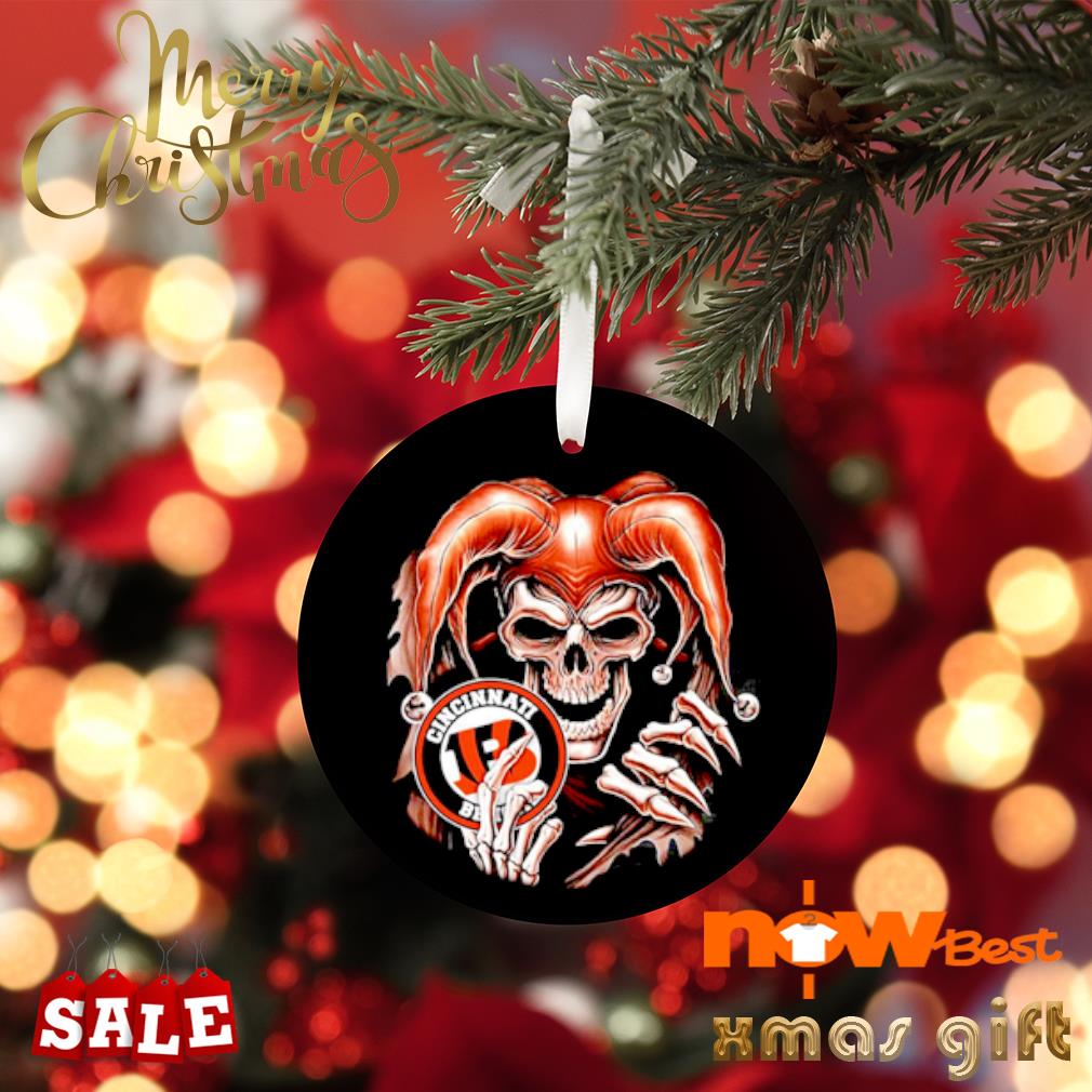 Cincinnati Bengals Nfl Skull Joker Christmas Ceramic Ornament