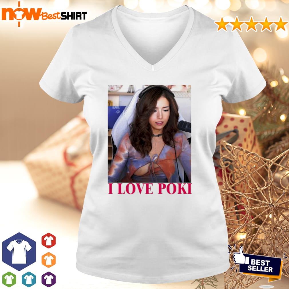 Pokimane Open Shirt I Love Poki Hoodie - Teeholly