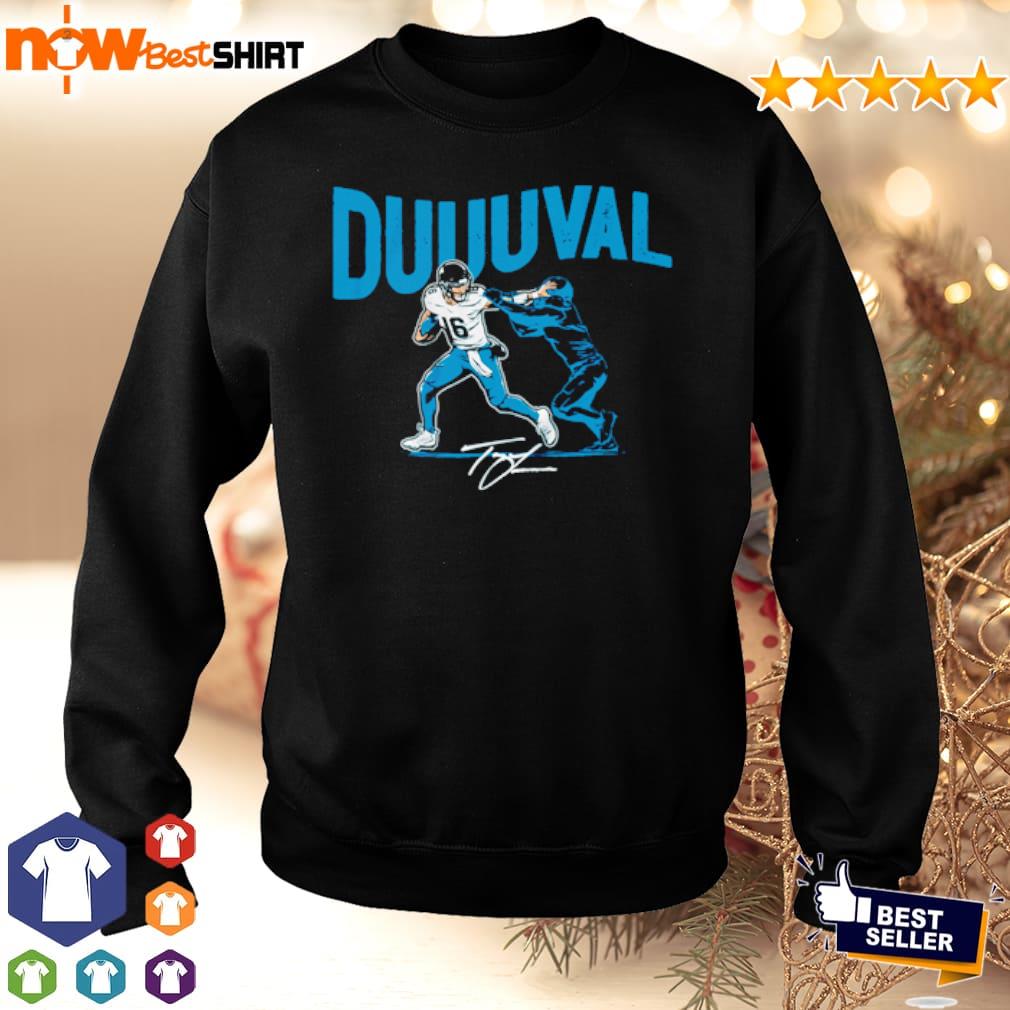 Duuuval Trevor Lawrence stiff arm Jacksonville Jaguars shirt, hoodie,  sweater and v-neck t-shirt