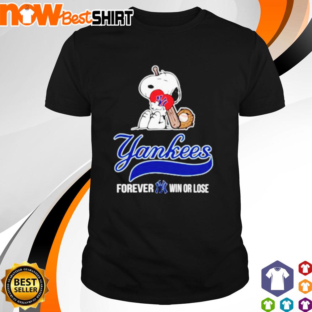 MLB the Peanuts movie Snoopy forever win or lose baseball New York Yankees shirt