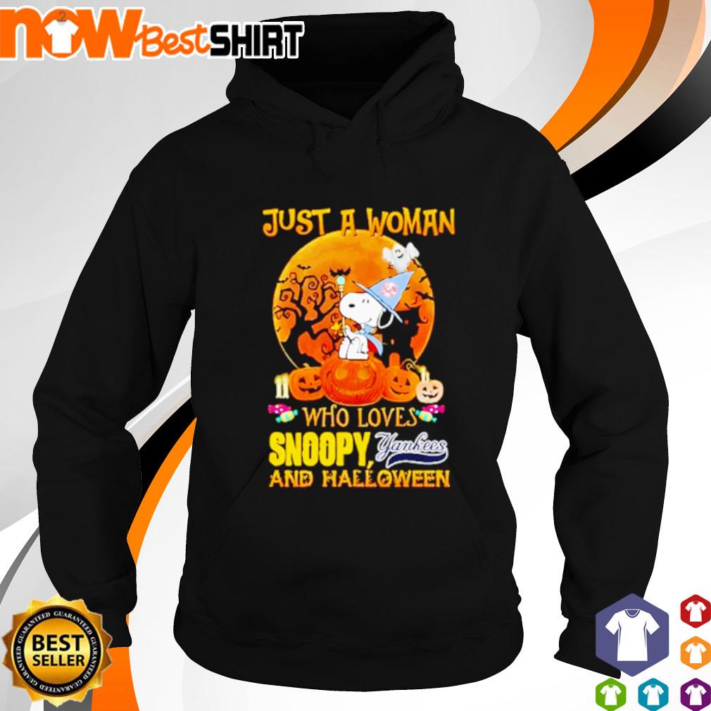 Just a woman who love snoopy Yankees and halloween shirt, hoodie