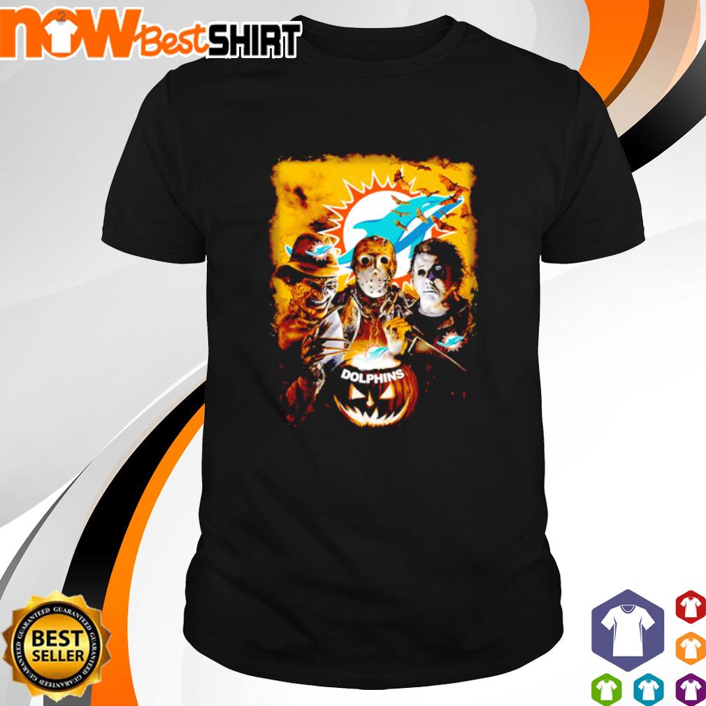 Miami Dolphins Jason Voorhees Michael Myers and Freddy Krueger Halloween shirt