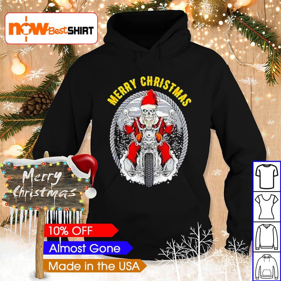 Merry Christmas santa claus riding motorcycle shirt hoodie