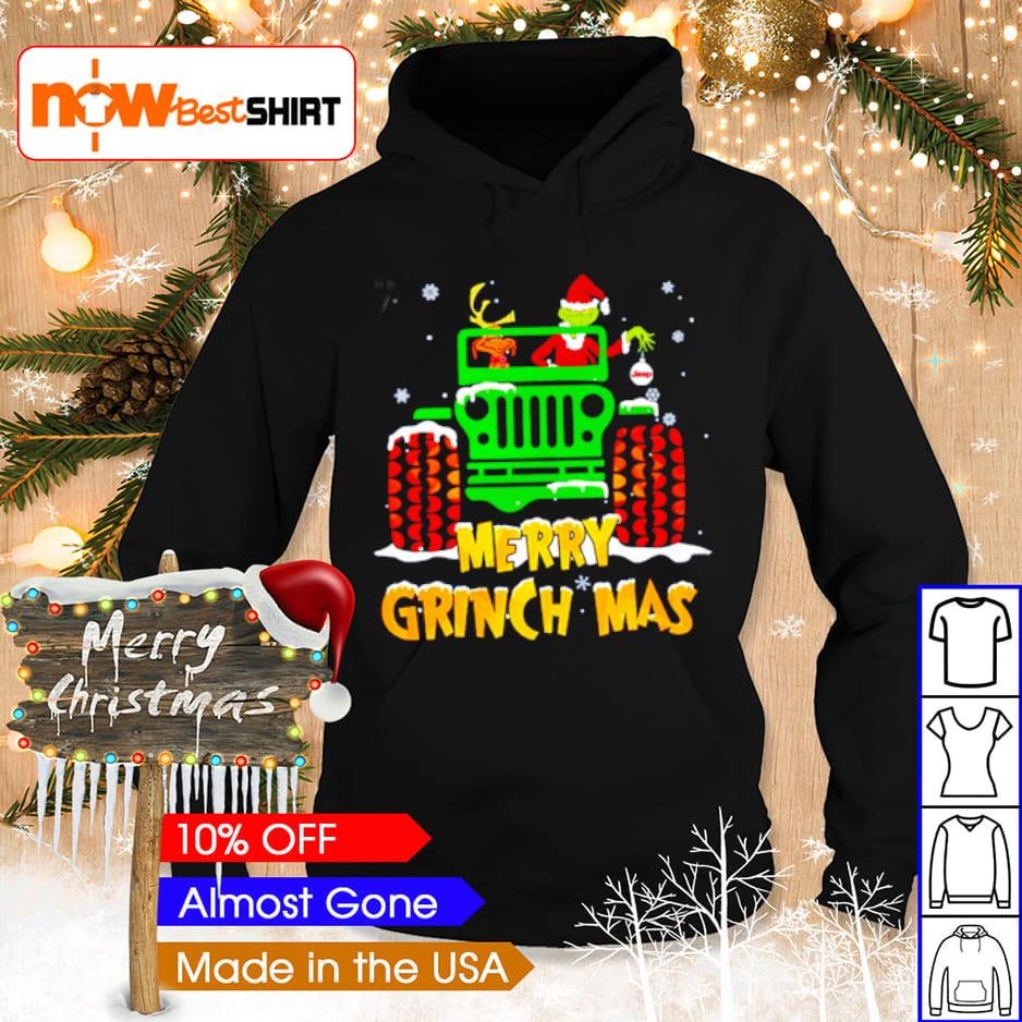 Merry Grinch Christmas Jeep moon sweater hoodie