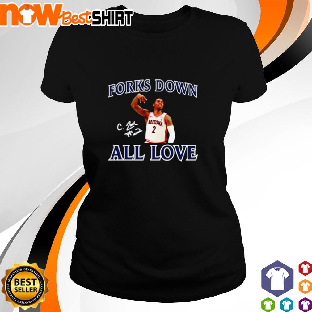 Caleb Khristopher Love forks down all love shirt ladies-tee