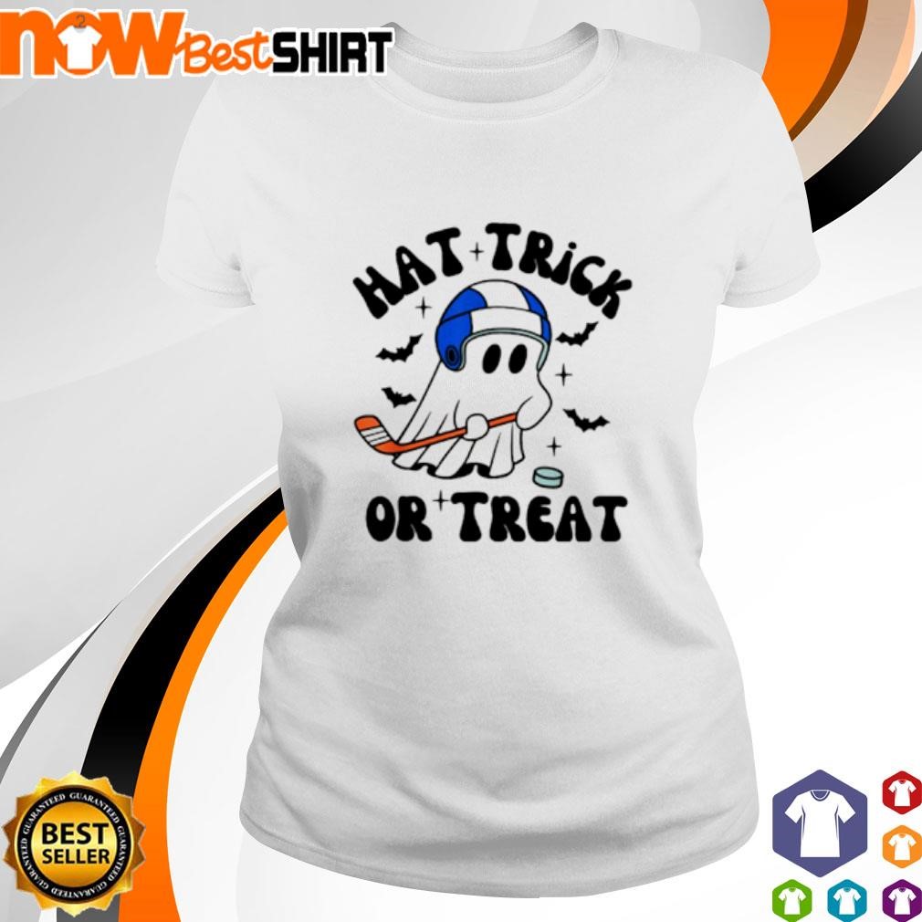 Hat Trick or Treat Hilarious Hockey Halloween shirt ladies-tee