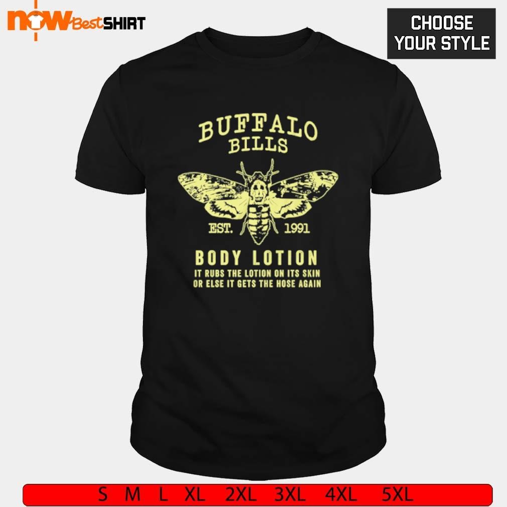 Buffalo Bills body lotion is rubs the lotion on its skin shirt