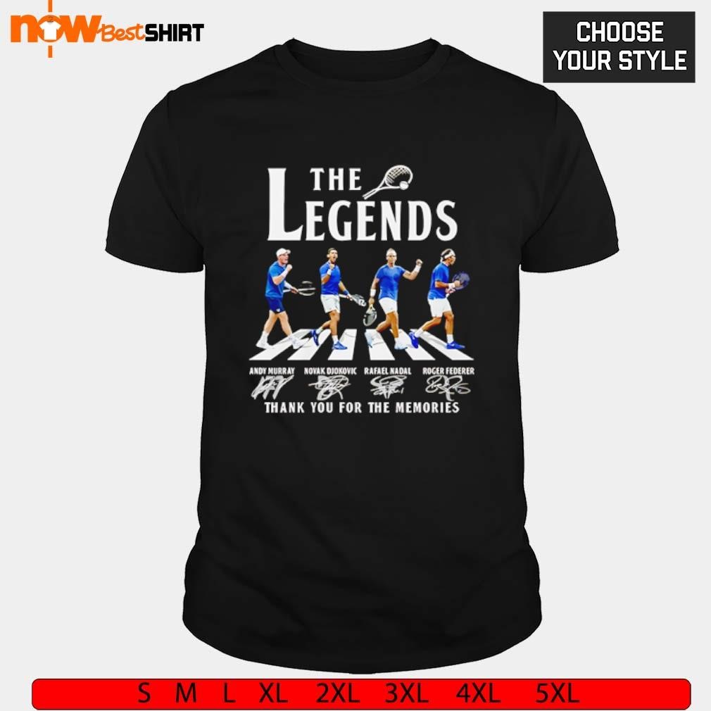 Rafael Nadal Andy Murray Roger Federer Novak Djokovic The Legends of Tennis signatures shirt