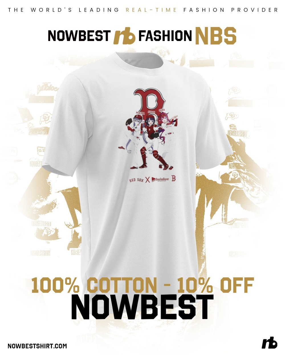 PEKO Boston Red Sox x Hololive Night Pekora Suisei Gura shirt