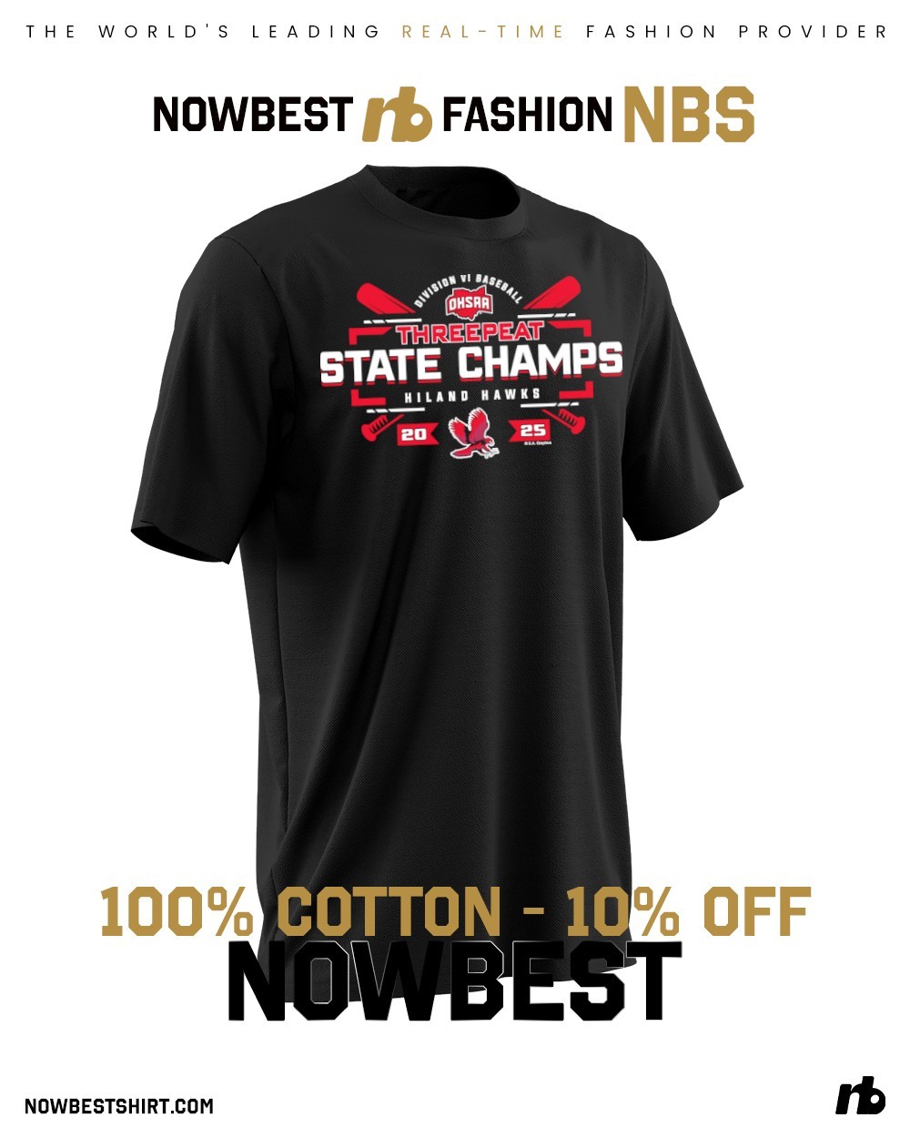 ALL JAPAN HIGH SCHOOL CHAMPIONSHIP シャツ Official Hiland Hawks 2025 OHSAA Baseball D6 Threepeat State