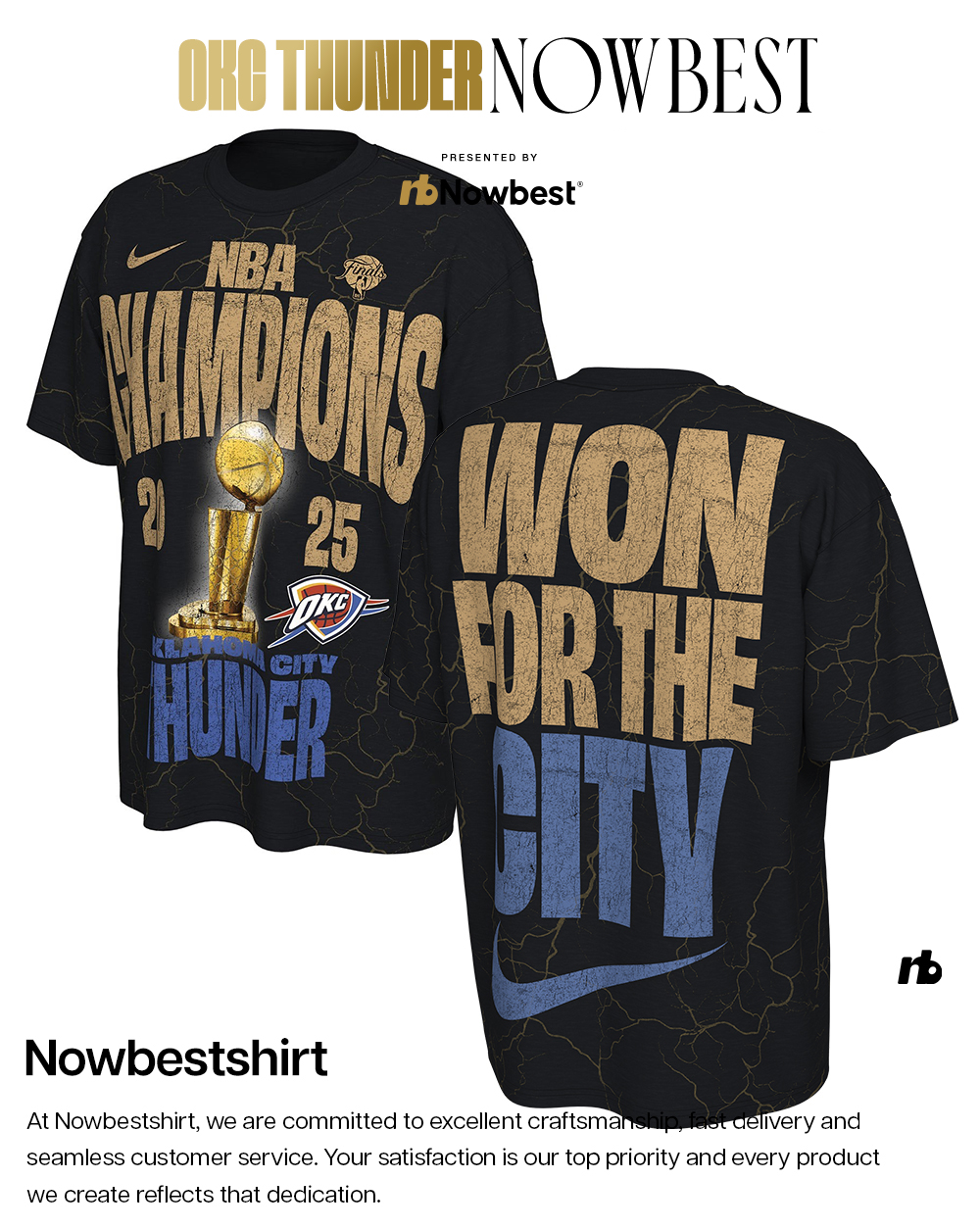 OKC Thunder Won for the City 2025 NBA Champions 2 sided