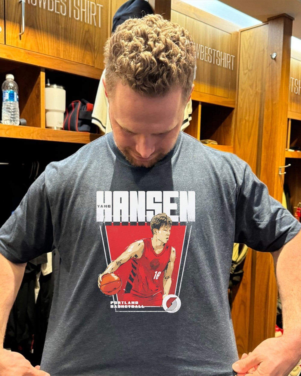 Yang Hansen Portland Trail Blazers basketball player vintage shirt