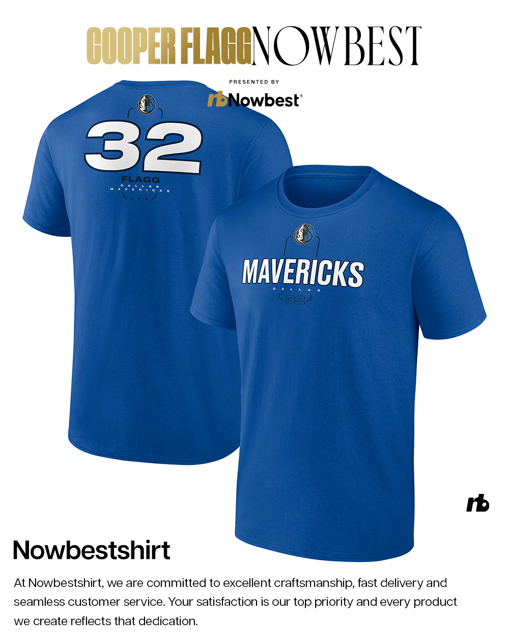 Cooper Flagg 32 Dallas Mavericks Name and Number 2 sided