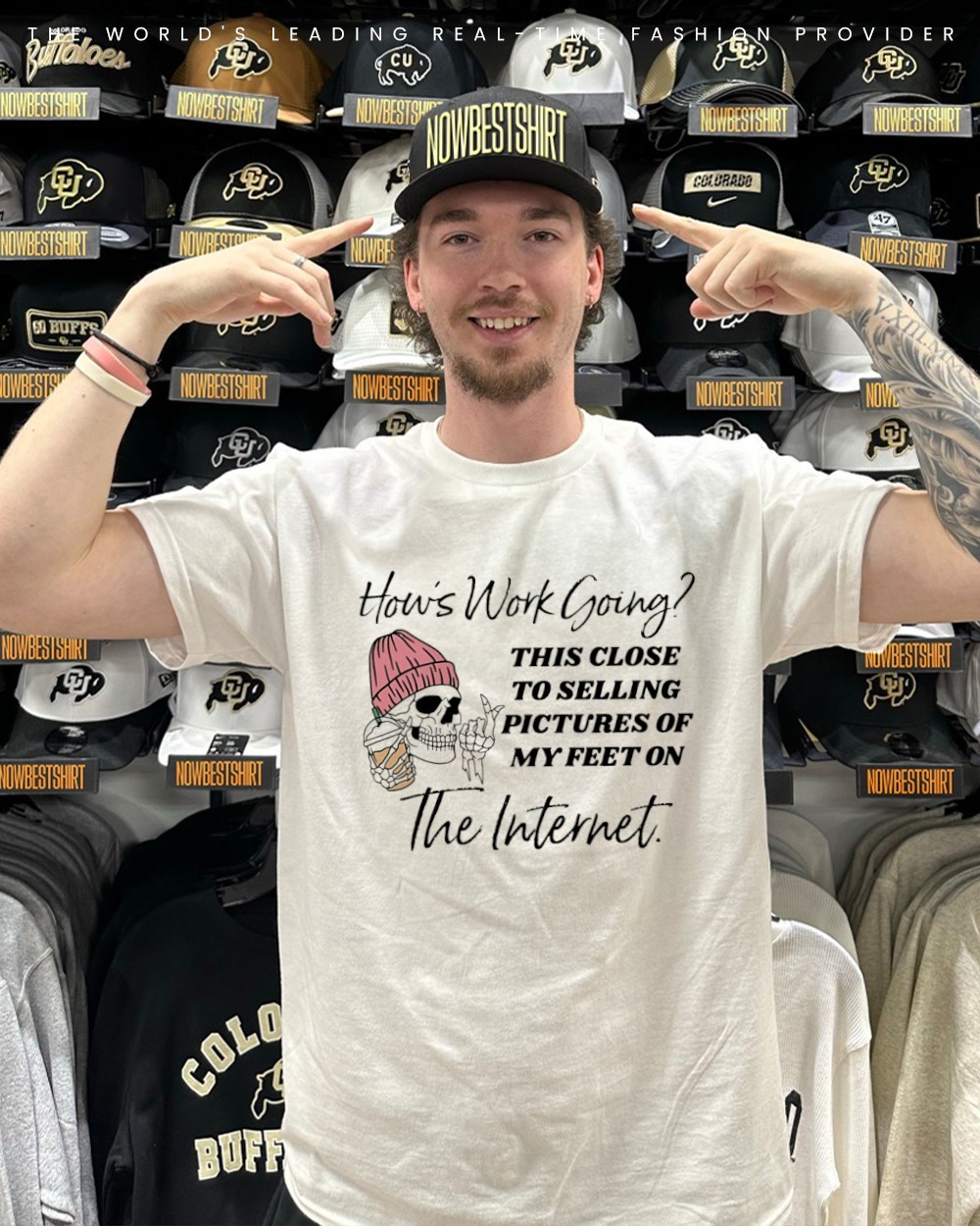 Skull hows work going this close to selling pictures of my feet on the  internet shirt, hoodie, sweatshirt & apparel