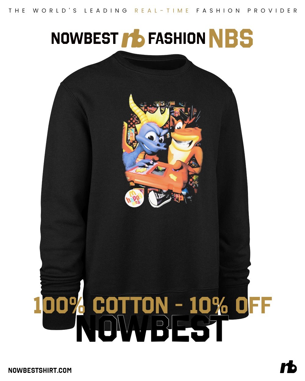 Dimmoire crash x PO トレーナー トップス Spyro x Crash Bandicoot McDonald's Happy Meal shirt, hoodie