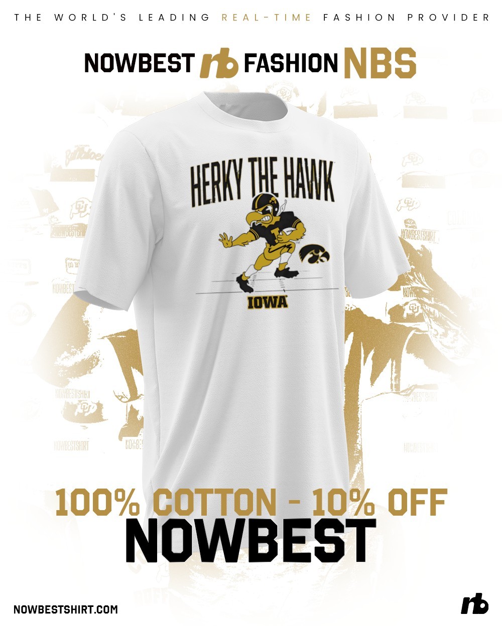 Gridiron mascot Herky The Hawk Iowa Hawkeyes football shirt
