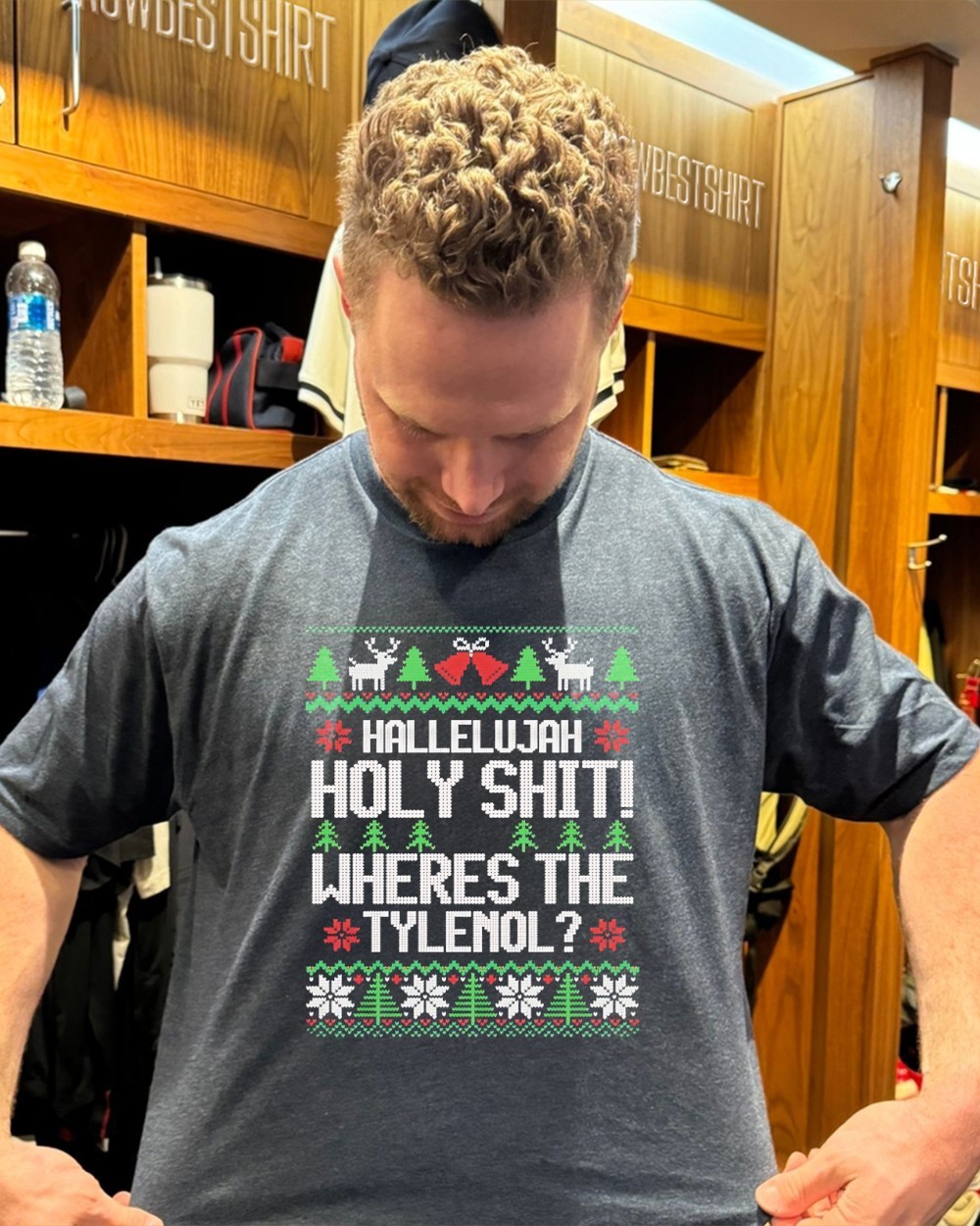 Hallelujah holy shit wheres the Tylenol ugly Christmas sweater