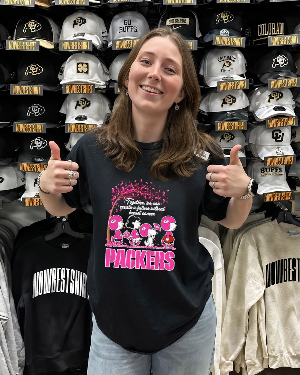 Green Bay Packers pink out together we can create a future without breast  cancer shirt, hoodie, sweatshirt \u0026 apparel, image size:1000x1250