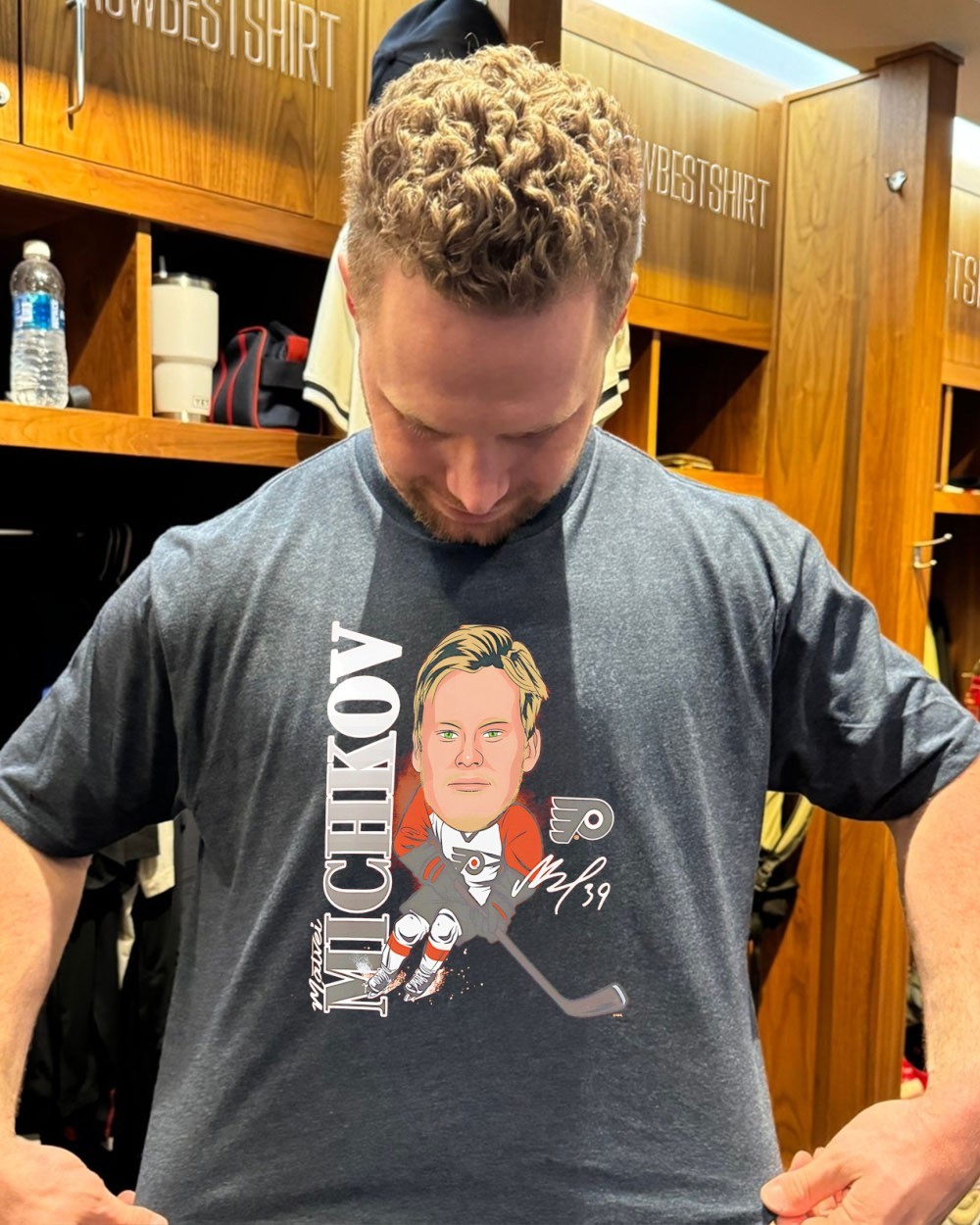 Matvei Michkov Philadelphia Flyers player caricature signature