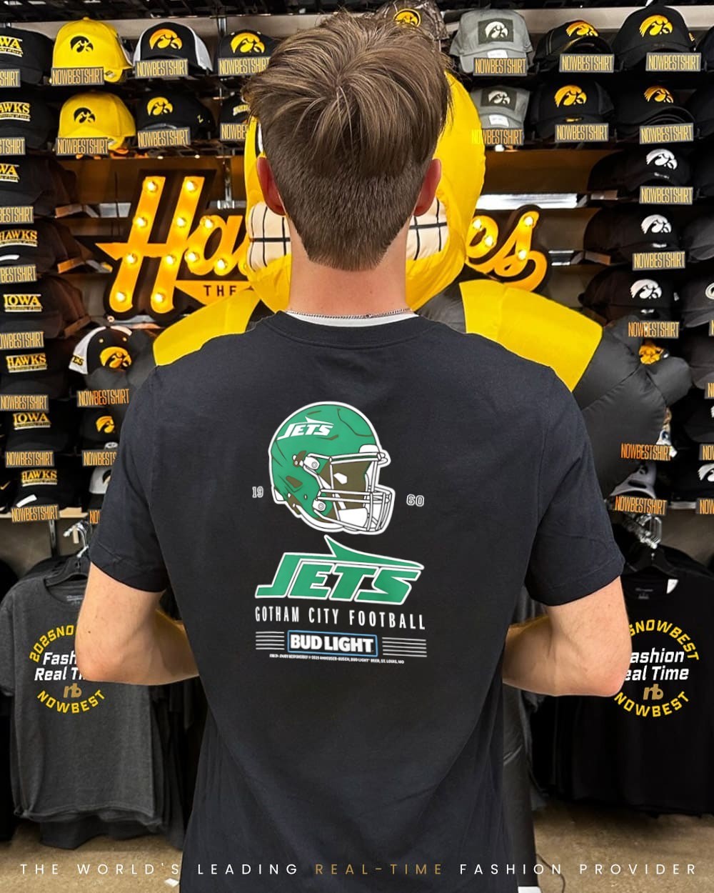 New York Jets Bud Light 1960 Gotham City Football helmet shirt