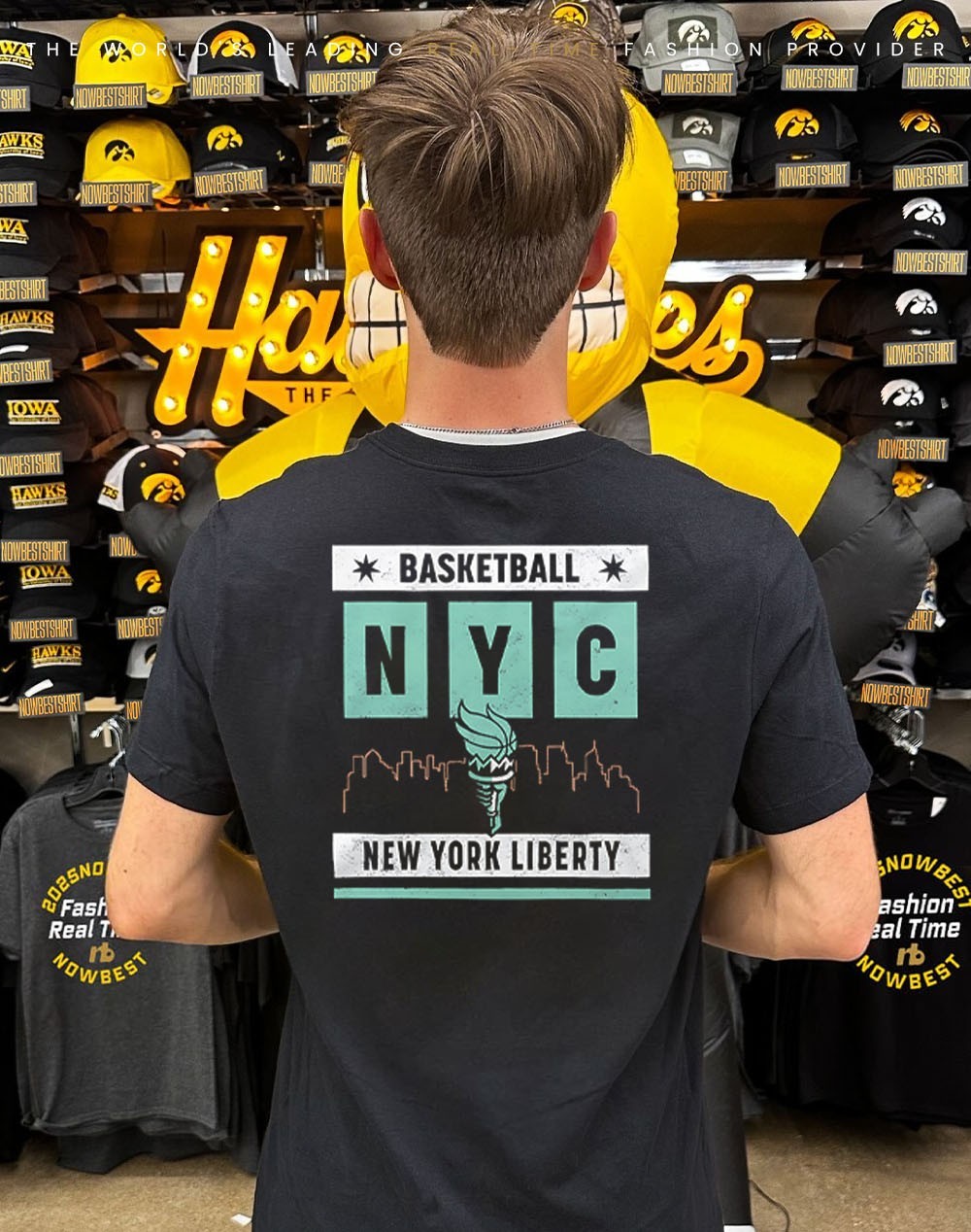 New York Liberty Basketball NYC city skyline logo sided shirt