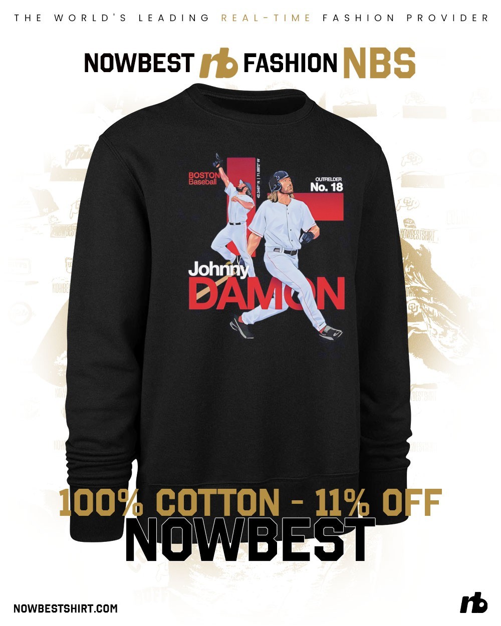 REDSOX DAMON 18｜Majestic JOHNNY DAMON No. 18 BOSTON RED SOX (XL