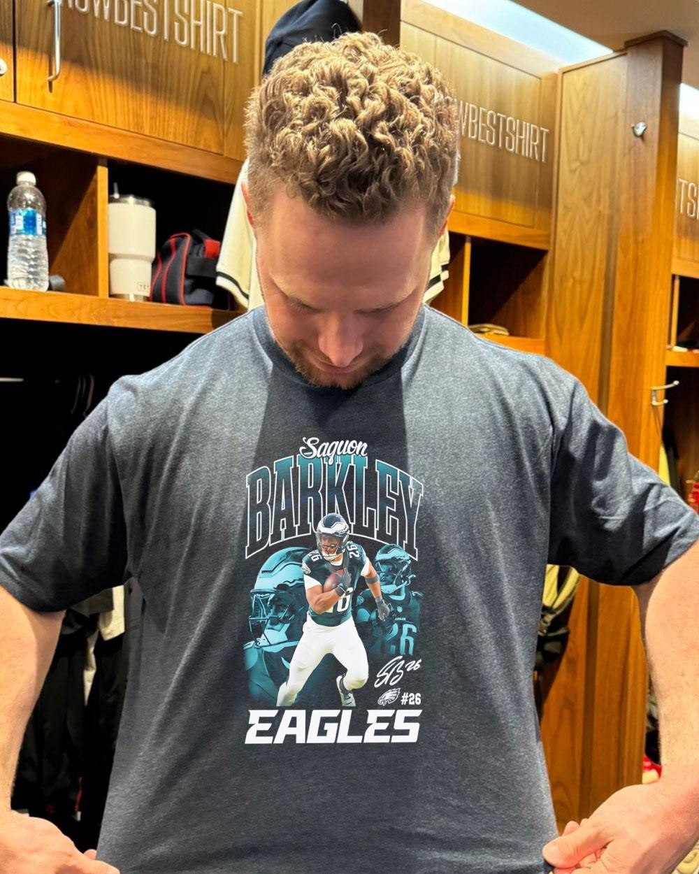 Saquon Barkley 26 Philadelphia Eagles Triple Pic signature shirt