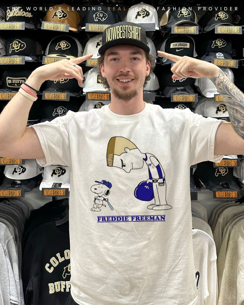 Snoopy x Freddie Freeman Los Angeles Dodgers baseball shirt