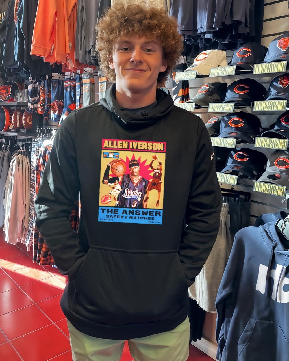 iverson アメフトゲームシャツ Men's Mitchell & Ness Allen Iverson Black Philadelphia 76ers