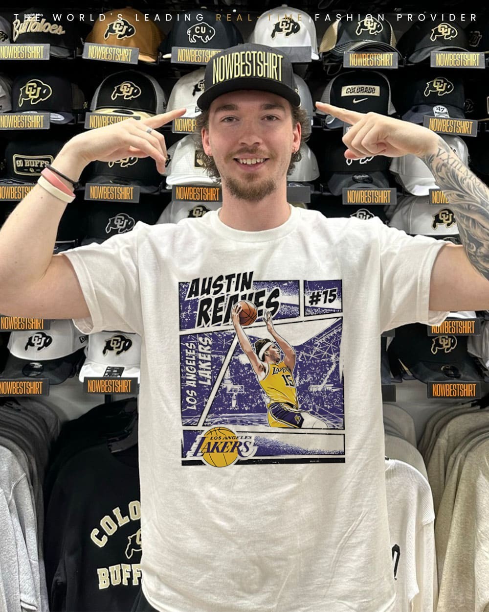 Austin Reaves 15 Los Angeles Lakers basketball graphic comic shirt