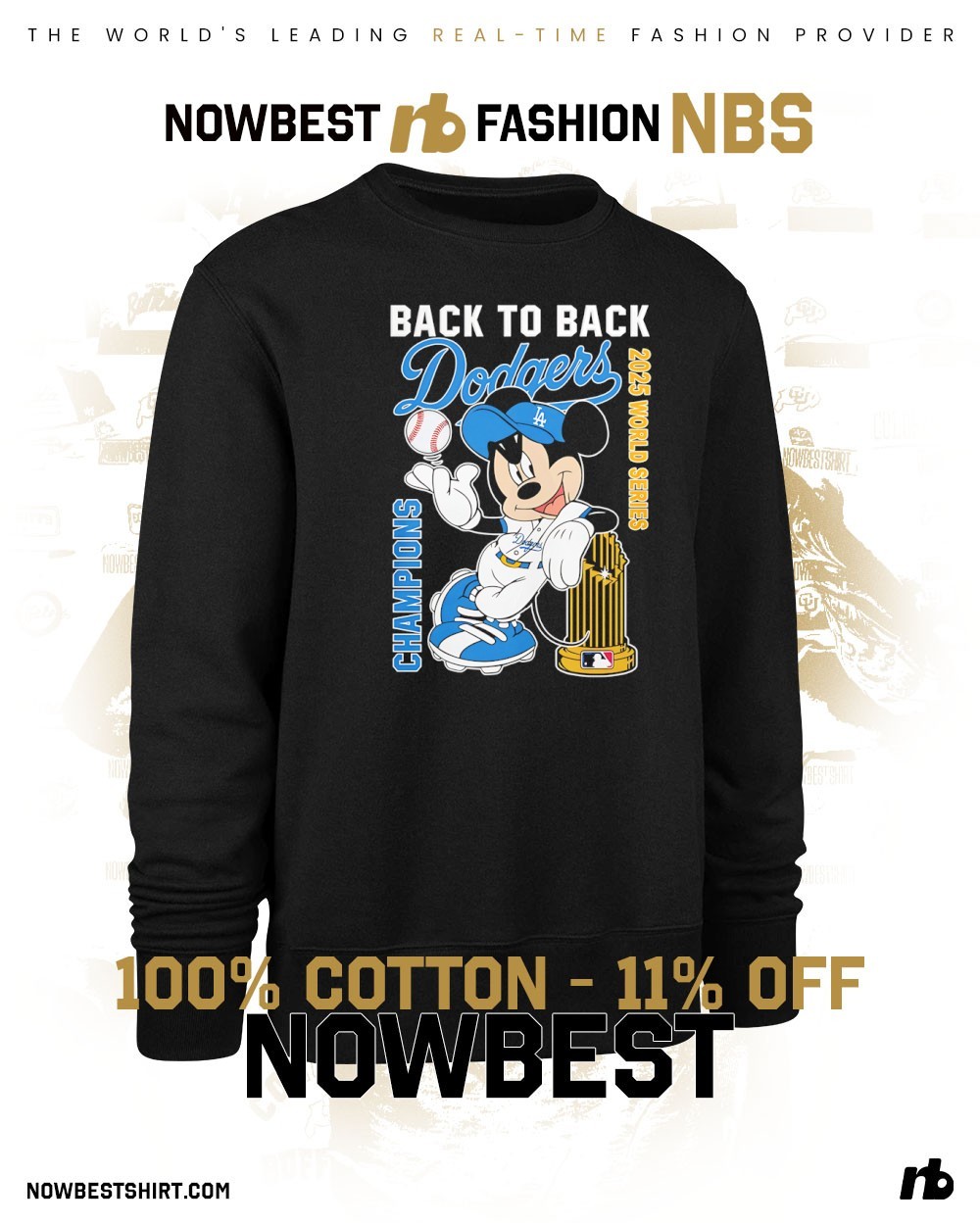 Mickey x LA Dodgers back to back World Series Champions 2025 shirt