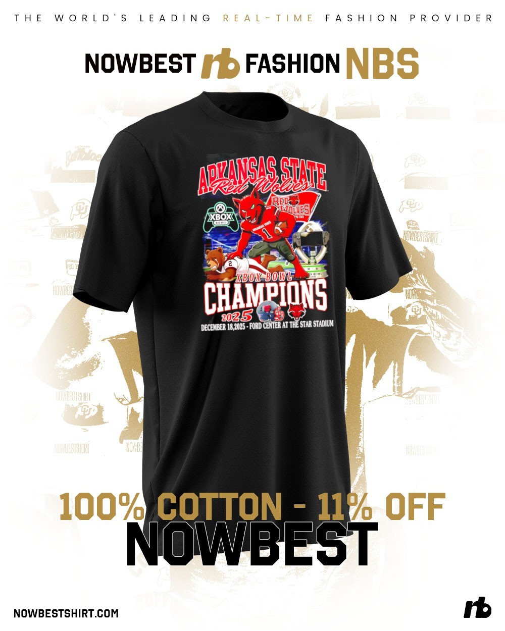 Arkansas State Red Wolves 2025 Xbox Bowl Champions mascot shirt