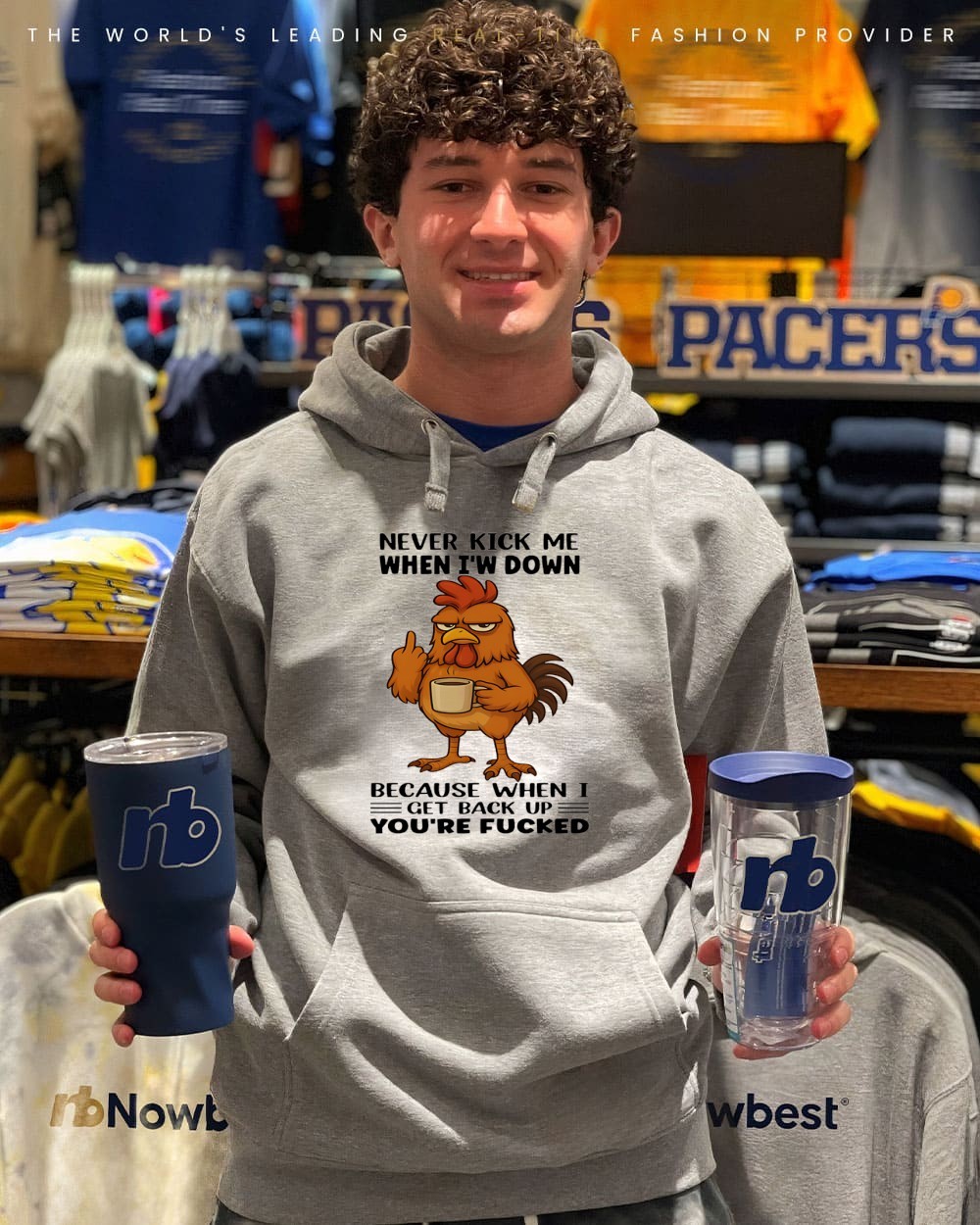 Chicken never kick me when I'm down because when I get back up you