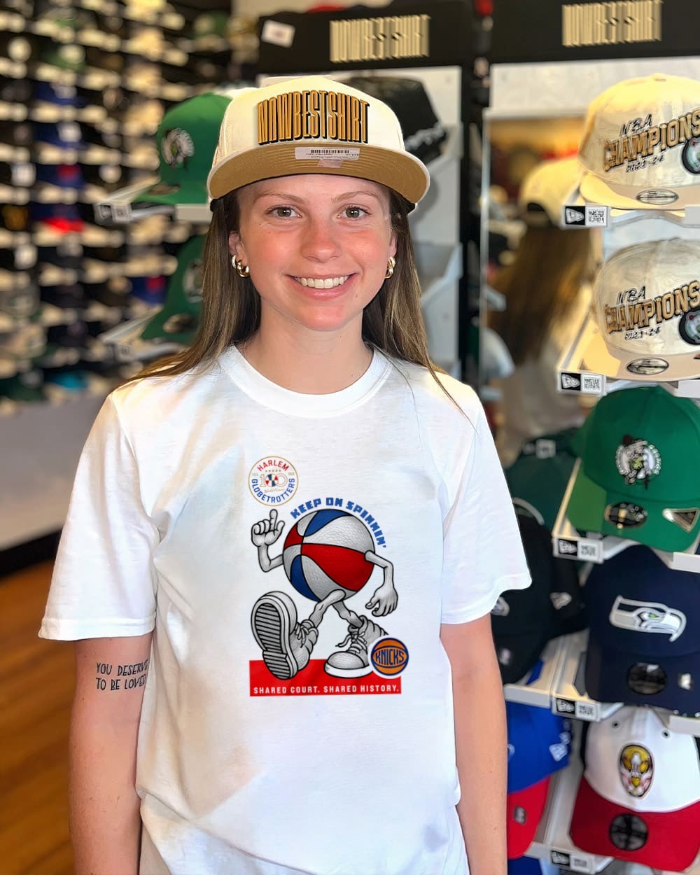 New York Knicks x Harlem Globetrotters Keep on Spinning 2026 shirt