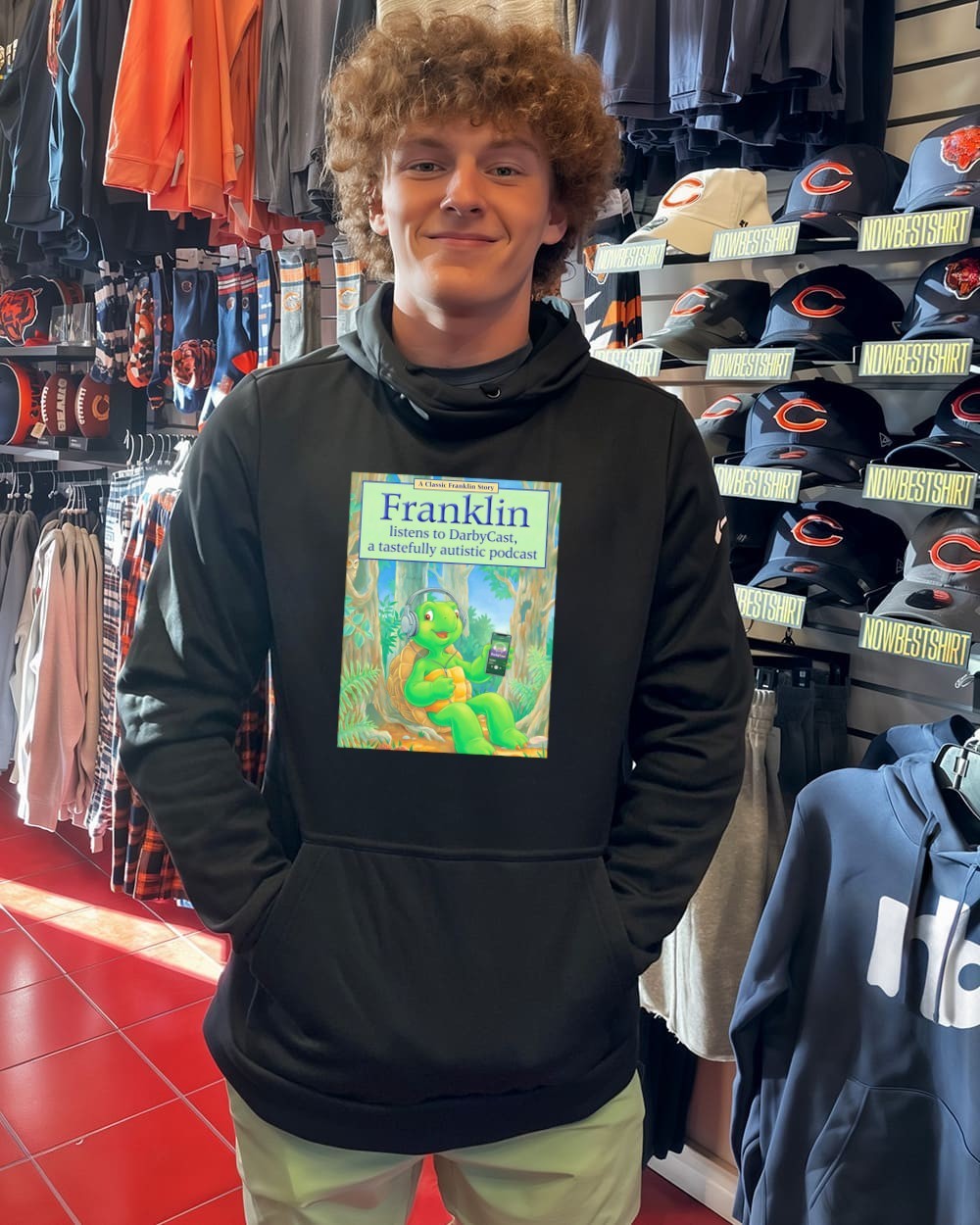 Turtle Franklin listens to DarbyCats a tastefully autistic podcast Pete  Hegseth meme shirt, hoodie, sweatshirt & apparel