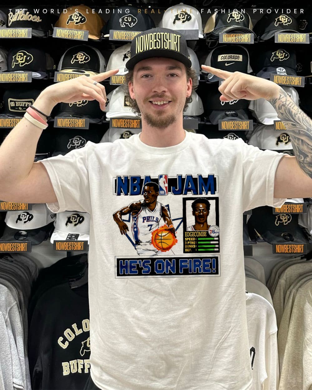 V.J. Edgecombe He's On Fire Philadelphia 76ers NBA Jam shirt