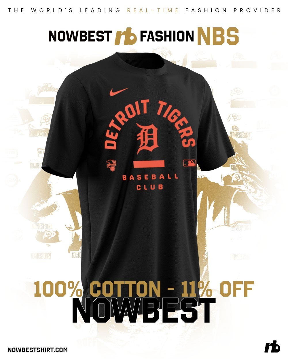 Official Detroit Tigers Baseball Club Nike American League shirt