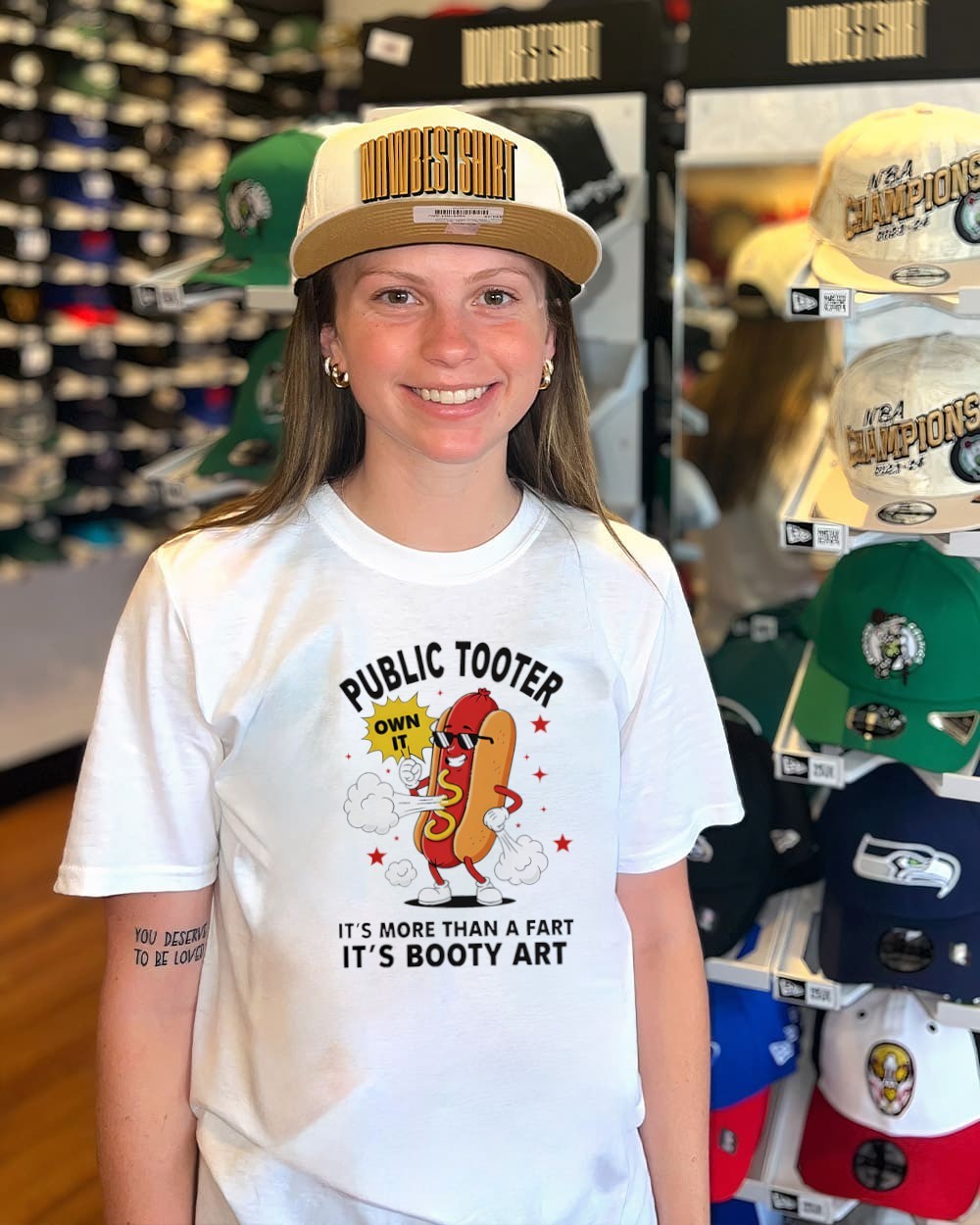 Public tooter own it it's more than a fart it's booty art hotdog