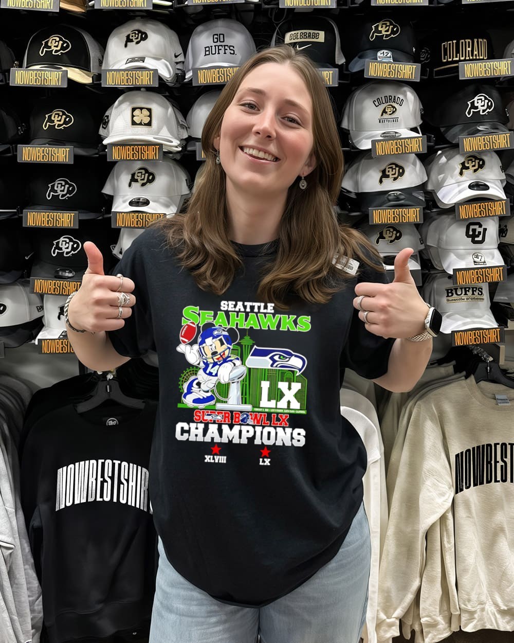 Mickey mouse Seattle Seahawks 2026 Super Bowl LX champions XLVIII